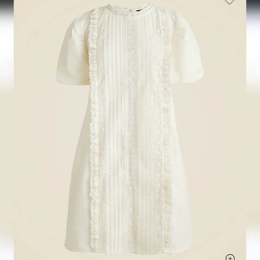 J Crew Lace Trim Pintuck Dress CJ496 Ivory NWT Romantic